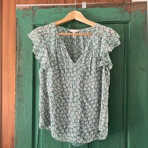 Rebecca Taylor Shirt, Floral Metallic Size 6